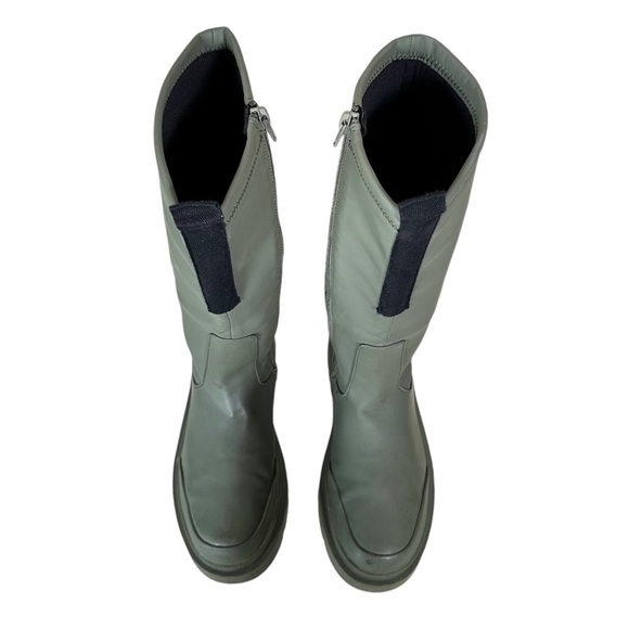 ZARA Chunky Lug Sole Knee High Rubberized Rain Boots - Picture 5 of 10